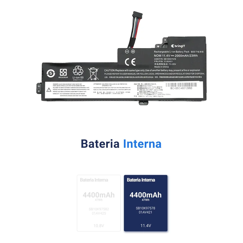Bateria Para Notebook Lenovo Thinkpad T480-20l50006iu 11.4 V Interna Bateria Para Notebook Lenovo Thinkpad T480-20l50006iu 11.4 V Interna