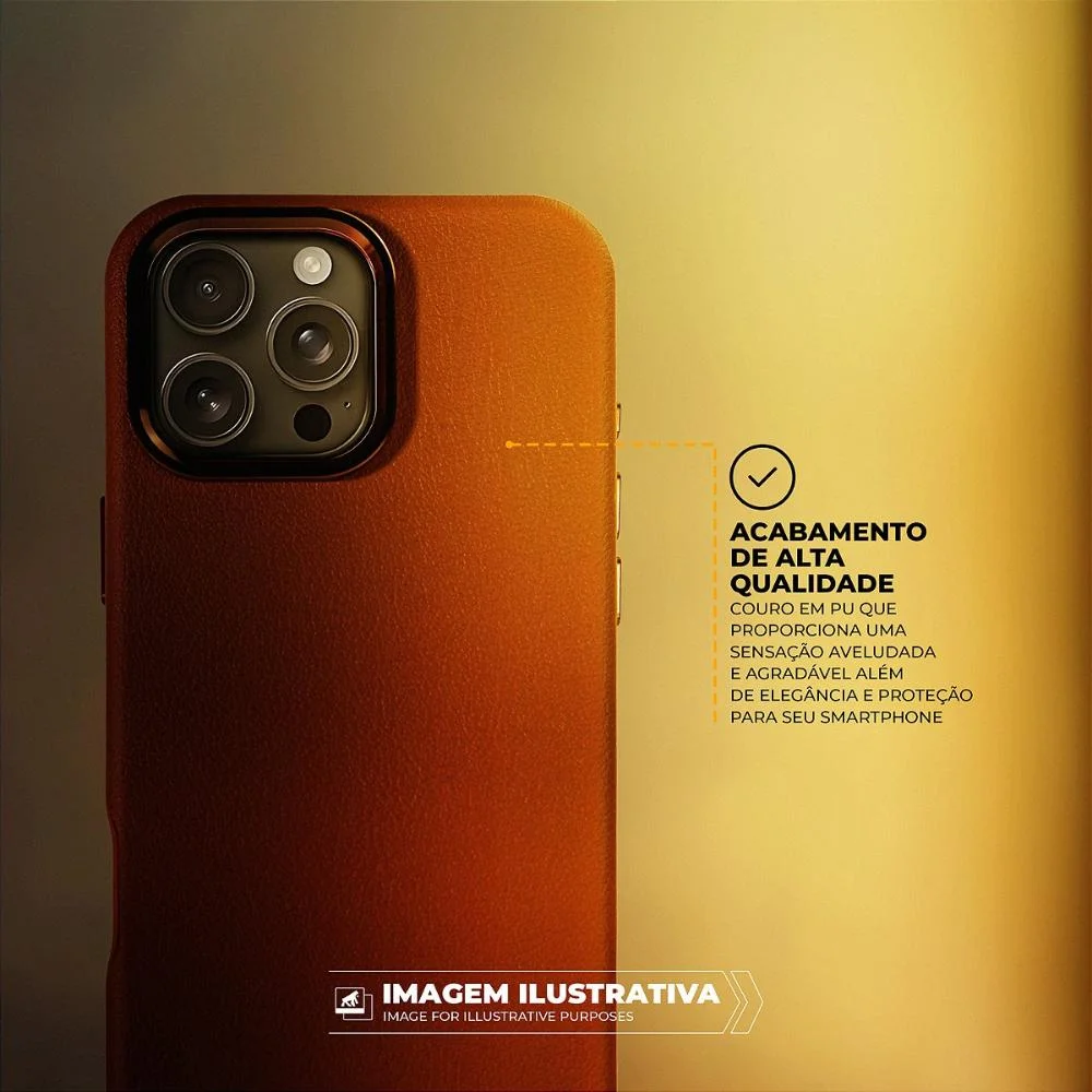 Imagem 2 de 5 do produto Capa Para Iphone 16 Pro Max - Couro Dual Magsafe - Marrom - Gshield
