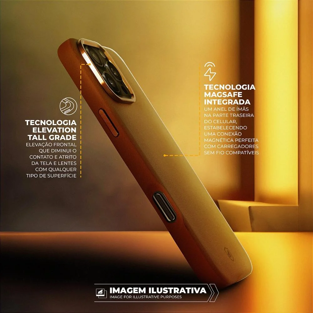Imagem 4 de 5 do produto Capa Para Iphone 16 Pro Max - Couro Dual Magsafe - Marrom - Gshield