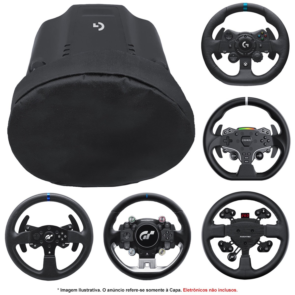 Capa Protetora Qualicapas P/ Volante C/ 28cm Diâmetro Logitech Thrustmaster Fanatec Moza Racing Entre Outros Simuladores