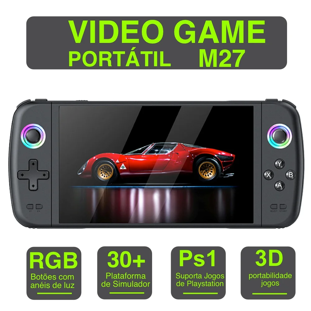 Imagem 2 de 5 do produto Console De Jogo Portátil Com Tela Ips De 7 " Sistema Emuelec RGB Lightning Nintendo 64, Dreamcast E Psp