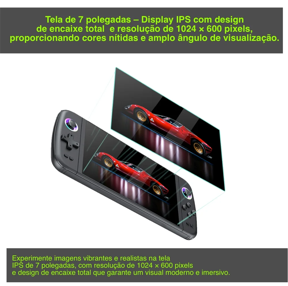 Imagem 5 de 5 do produto Console De Jogo Portátil Com Tela Ips De 7 " Sistema Emuelec RGB Lightning Nintendo 64, Dreamcast E Psp