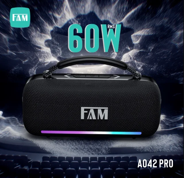 Imagem 2 de 4 do produto Caixa De Som 60w Potente Bluetooth Ipx6 Portátil 4000 Mah Fam A042 Pro