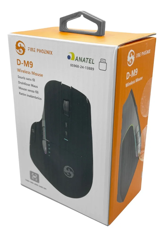 Imagem 2 de 5 do produto Mouse Bluetooth Sem Fio 8 Botões 2400dpi Recarregável Fire Phoenix D-m9 Preto