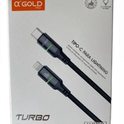 Cabo Carregador Rápido A`gold Cb-18 Tipoc Para Lightning Preto