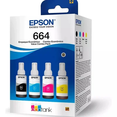 Kit 4 Refil T664 Black + Cyan  + Yellom + Magenta