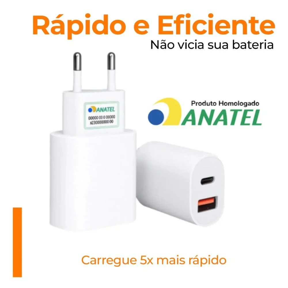 Imagem 4 de 5 do produto Carregador Celular Turbo Branco Duplo Fast Charging 25w