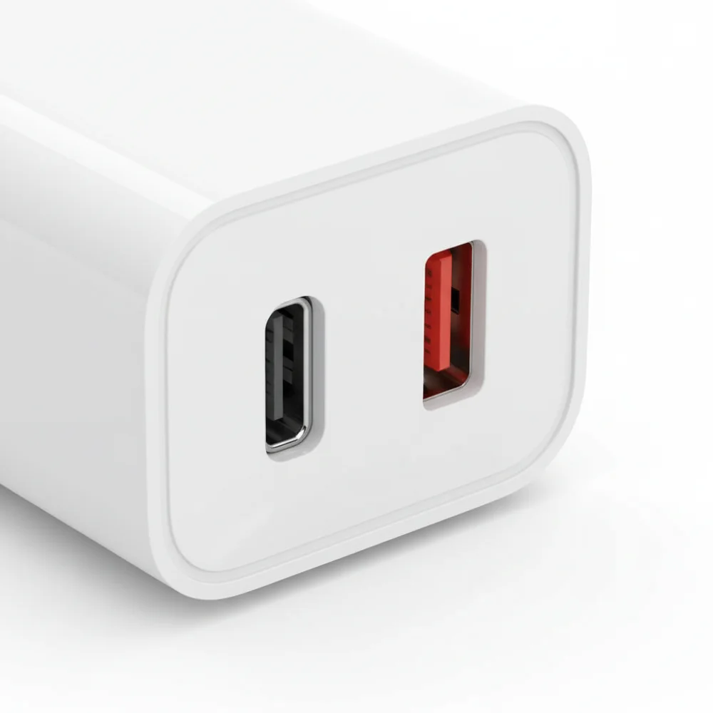 Imagem 1 de 5 do produto Carregador Duplo Type C Branco Carga Rápida Eficaz Turbo