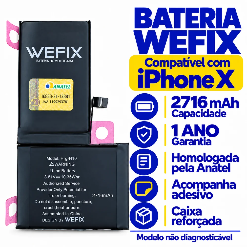 Imagem 4 de 5 do produto Bateria Wefix Homologada Anatel Compatível Com Iphone X