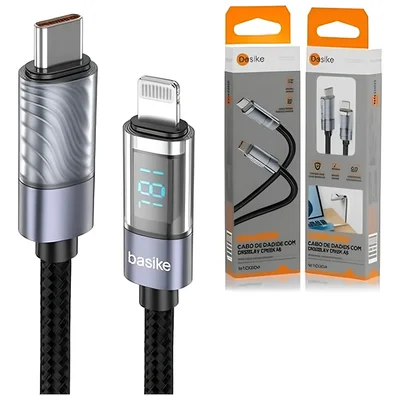 Cabo Turbo Basike Usb-c Para Iphone Lightning Pd27w LED Tipo Preto