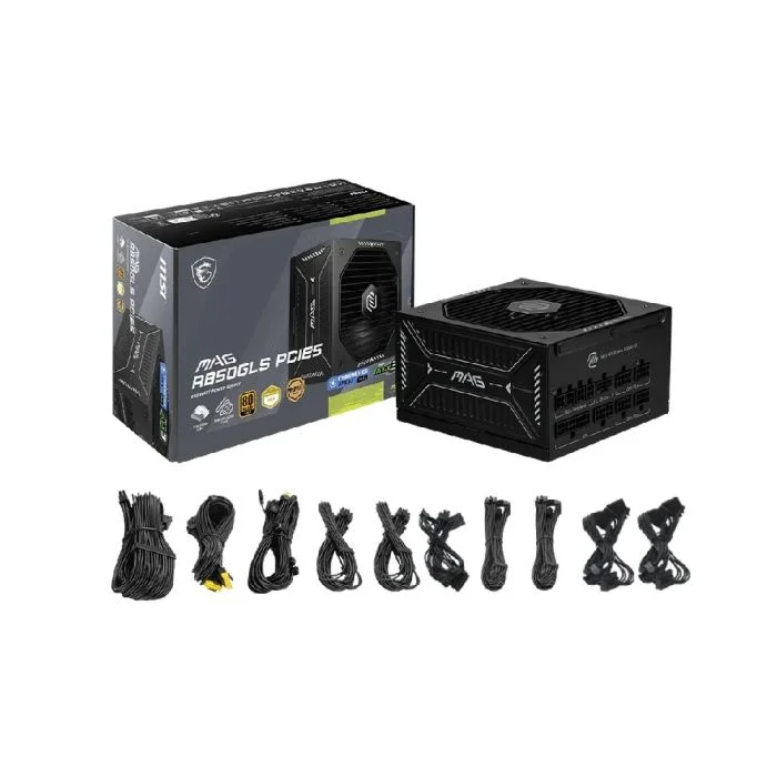 Imagem 2 de 5 do produto Fonte MSI MAG A850GLS 850W 80 Plus Gold Modular PFC Ativo C/ Cabo - Preto