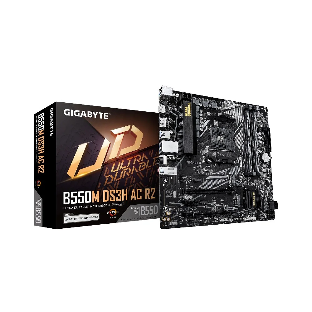 Placa Mãe Gigabyte B550m Ds3h Ac R2 Wifi Am4 4xDDR4 Chipset Amd B550 Matx