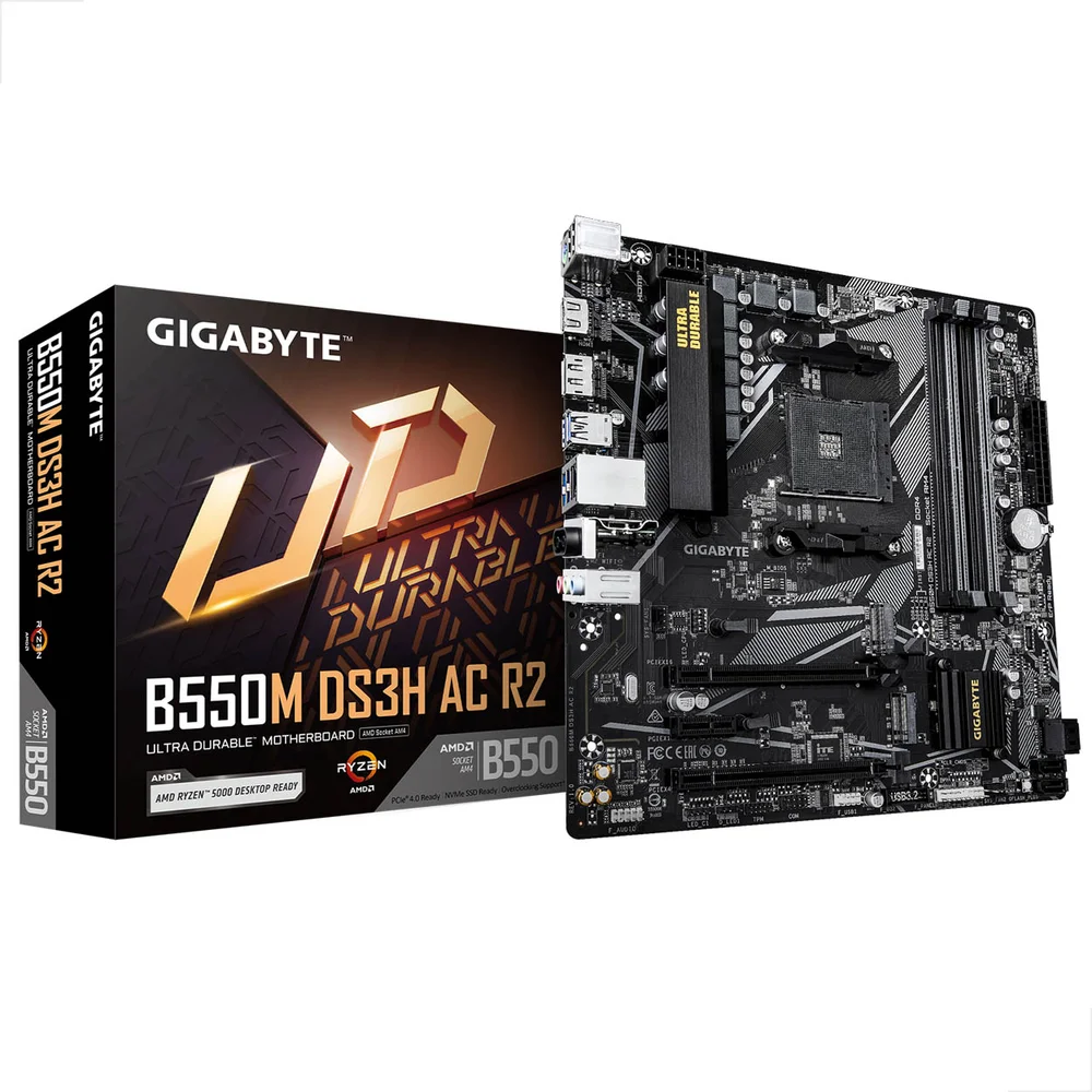 Imagem 3 de 5 do produto Placa Mãe Gigabyte B550m Ds3h Ac R2 Wifi Am4 4xDDR4 Chipset Amd B550 Matx