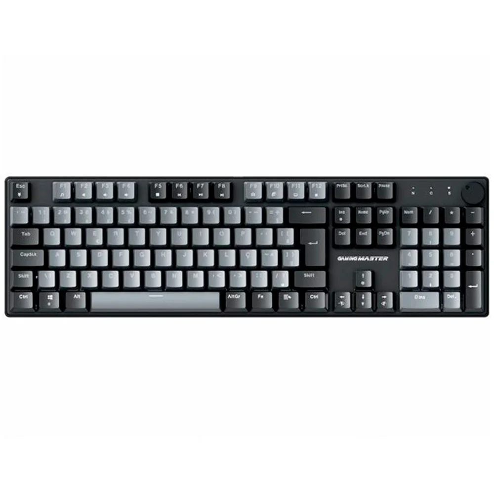 Imagem 3 de 5 do produto Teclado Gamer Mecânico K-mex Shadowscope Khy528, Usb, Switch Blue, Iluminação Rainbow, Layout Abnt2, Cinza E Preto - Kgy528u0001cb0x