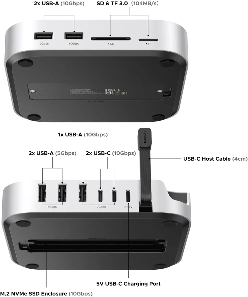 Imagem 3 de 5 do produto Dock Station Hub 11 Em 1 Usb-c Mac Mini M4/m4 Pro 10gbps