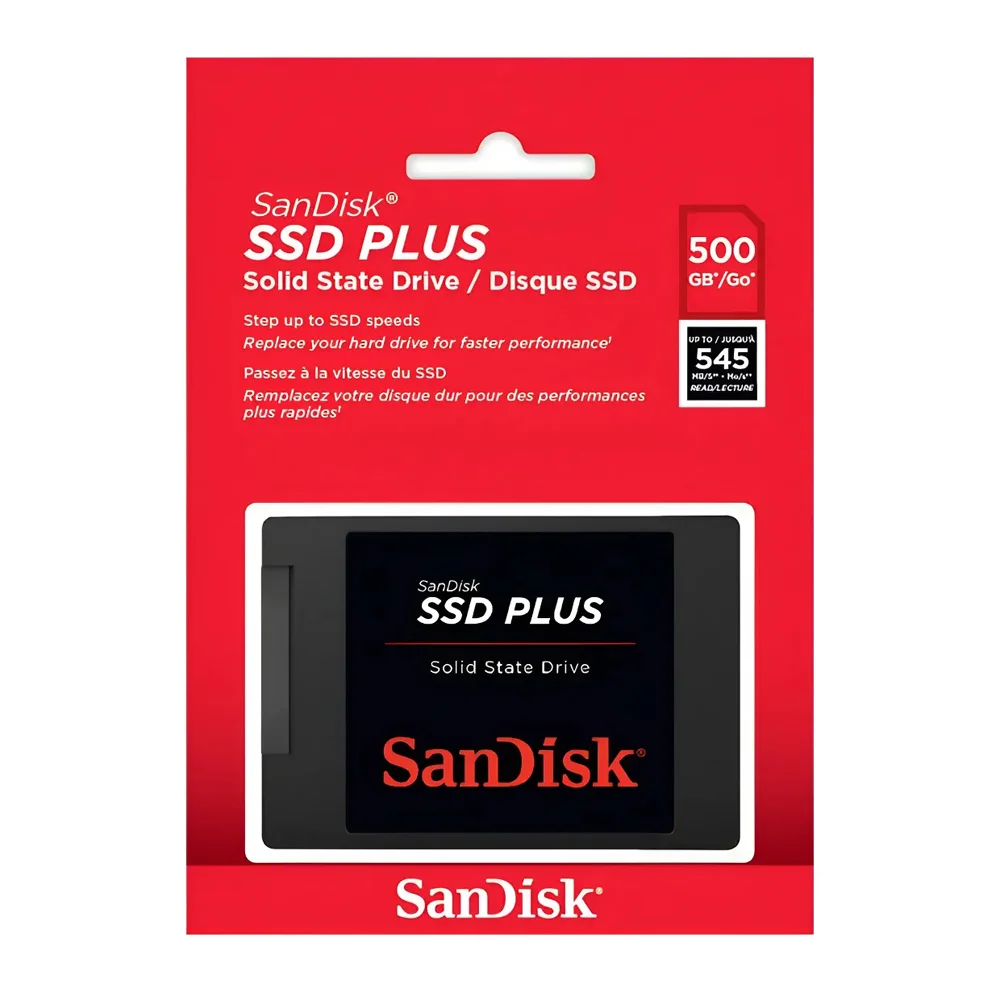 Imagem 2 de 5 do produto SSD Sandisk Plus, 500gb, Sata Iii, Leitura: 545mbs E Gravação: 505mbs, Sdssda-500g-g28