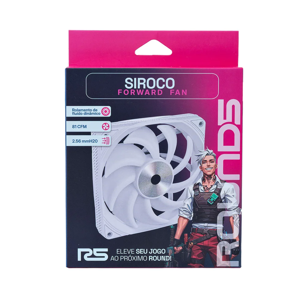 Fan 120mm Round5 Siroco Forward Pwm Branco R5-siroco-fw-w-2206 5