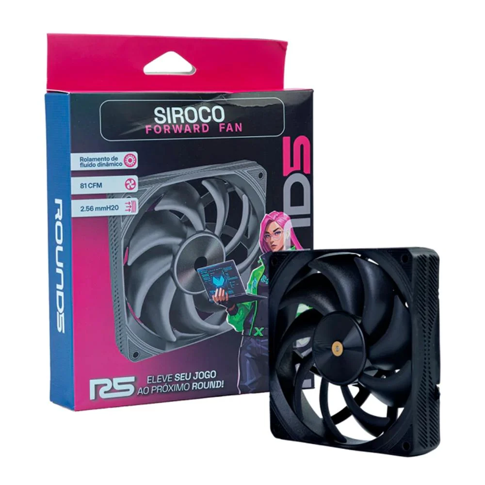 Fan Round5 Siroco Forward 120mm Sem LED Pwm Preto 4