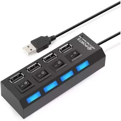 Hub Usb, Hb-04, 4 Portas 2.0, Liga Desliga, 480mbps