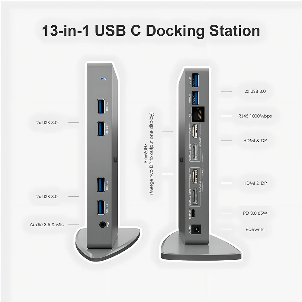 Imagem 4 de 5 do produto Wavlink Dock Dual 4k 5k Usb C A Displayport HDMI Ethernet