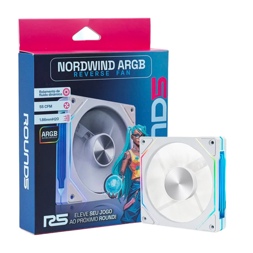 Fan Round5 Nordwind Reverse 120mm Pwm ARGB Branco 4