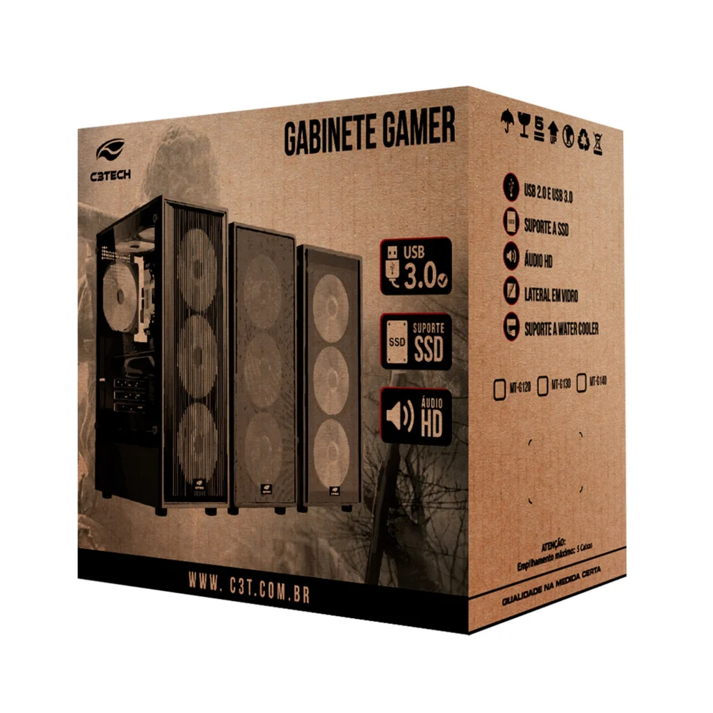 Imagem 2 de 4 do produto Gabinete Gamer Vidro Lateral, Mt-g140bk, M-atx, Sem Cooler, Suporta Watercooler