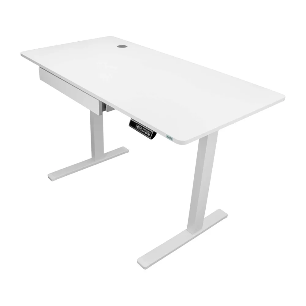 Mesa com Regulagem de Altura Ajustável Motor Elétrico Ergonômica Antiesmagamento Bivolt Branca