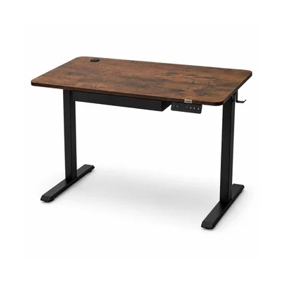 Mesa com Regulagem de Altura Ajustável Motor Elétrico Ergonômica Antiesmagamento Bivolt Marrom