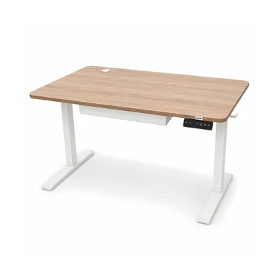 Mesa com Regulagem de Altura Ajustável Motor Elétrico Ergonômica Antiesmagamento Bivolt Marfim