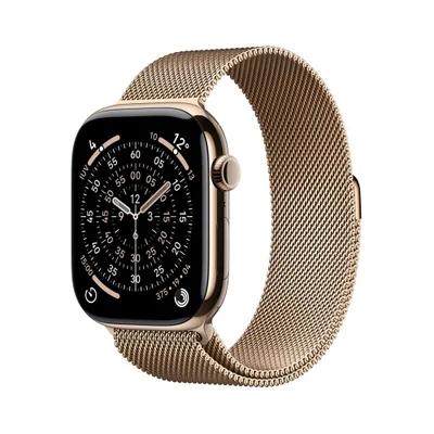 Apple Watch Series 11 Gps + Cellular - Caixa Dourada De Titânio – 46 Mm - Pulseira Dourada Estilo Milanês – P/m