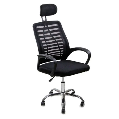Cadeira Escritório Diretor Oficial Tela Mesh Base Giratória Com Encosto Unitário E Apoio Cabeça