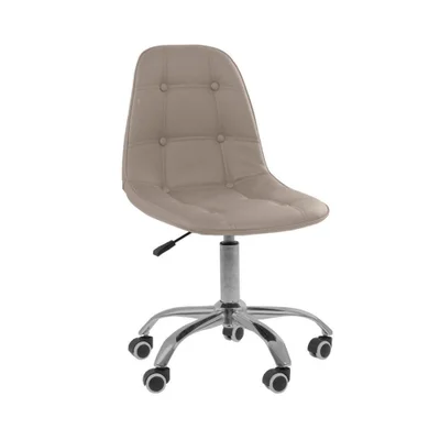 Cadeira Office Eiffel Botonê Ajustável Base Giratória Bege
