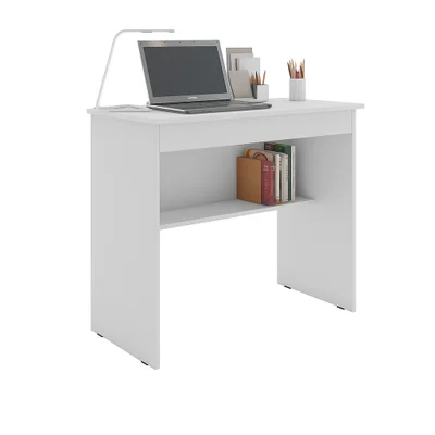 Escrivaninha Home Office Leve E Compacta Com 1 Gaveta E Prateleira Para Organização Cor Branco