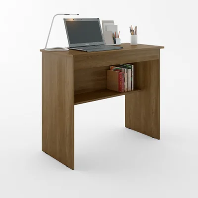 Escrivaninha Home Office Leve E Compacta Com 1 Gaveta E Prateleira Para Organização Cor Canela