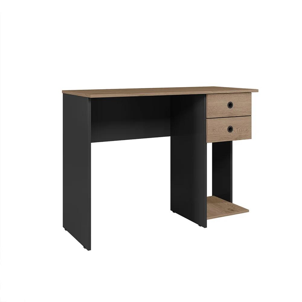 Imagem 1 de 4 do produto Escrivaninha Home Office Com 2 Gavetas E Espaço Para Gabinete Cor Preto Com Nature