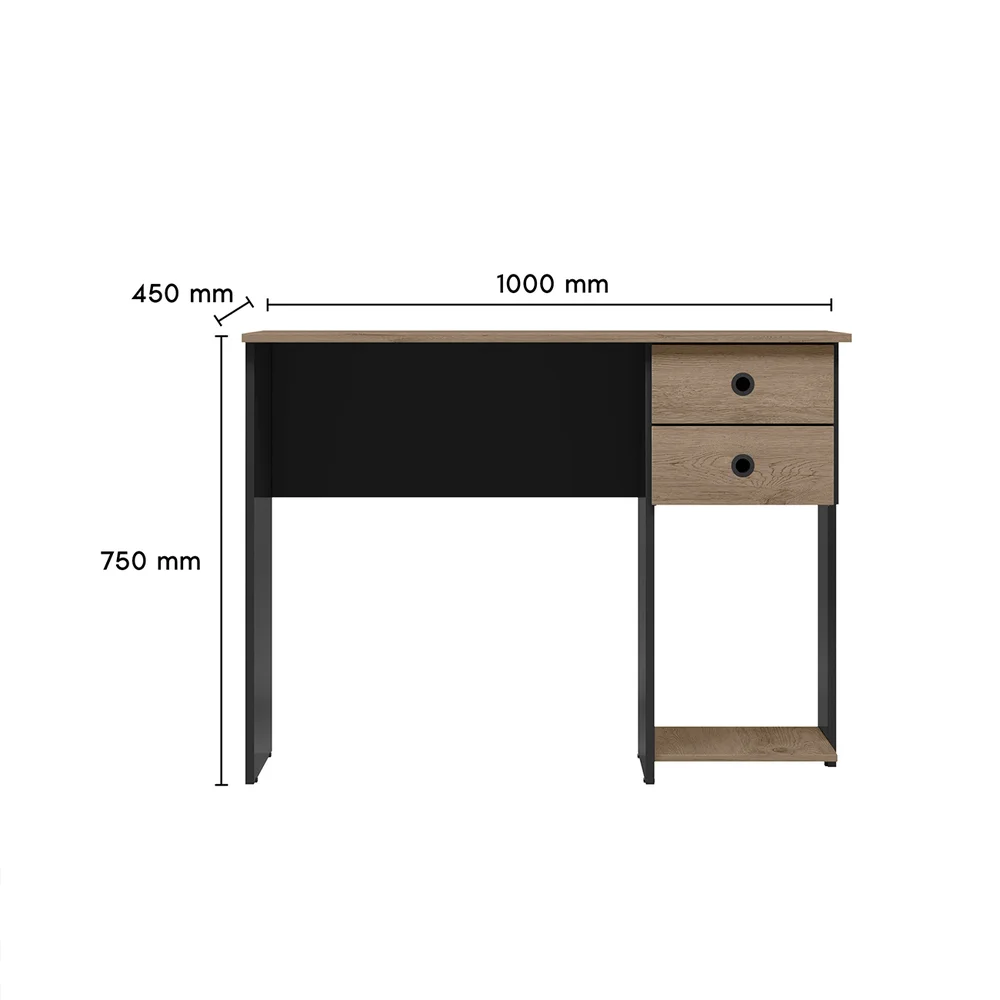Imagem 3 de 4 do produto Escrivaninha Home Office Com 2 Gavetas E Espaço Para Gabinete Cor Preto Com Nature