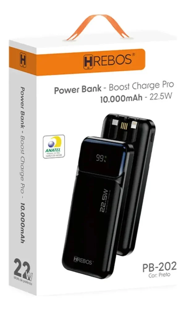 Imagem 4 de 5 do produto Carregador Power Bank Hrebos Pb-202 Turbo 10000mah 22.5w
