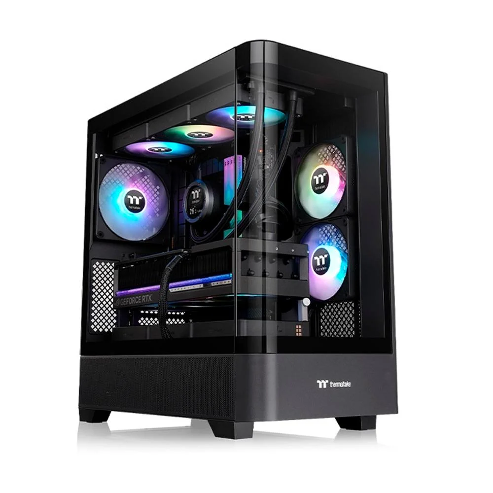 Gabinete Gamer Thermaltake View 290 Tg Mid Tower Curved Glass Com 3 Fan ARGB Preto
