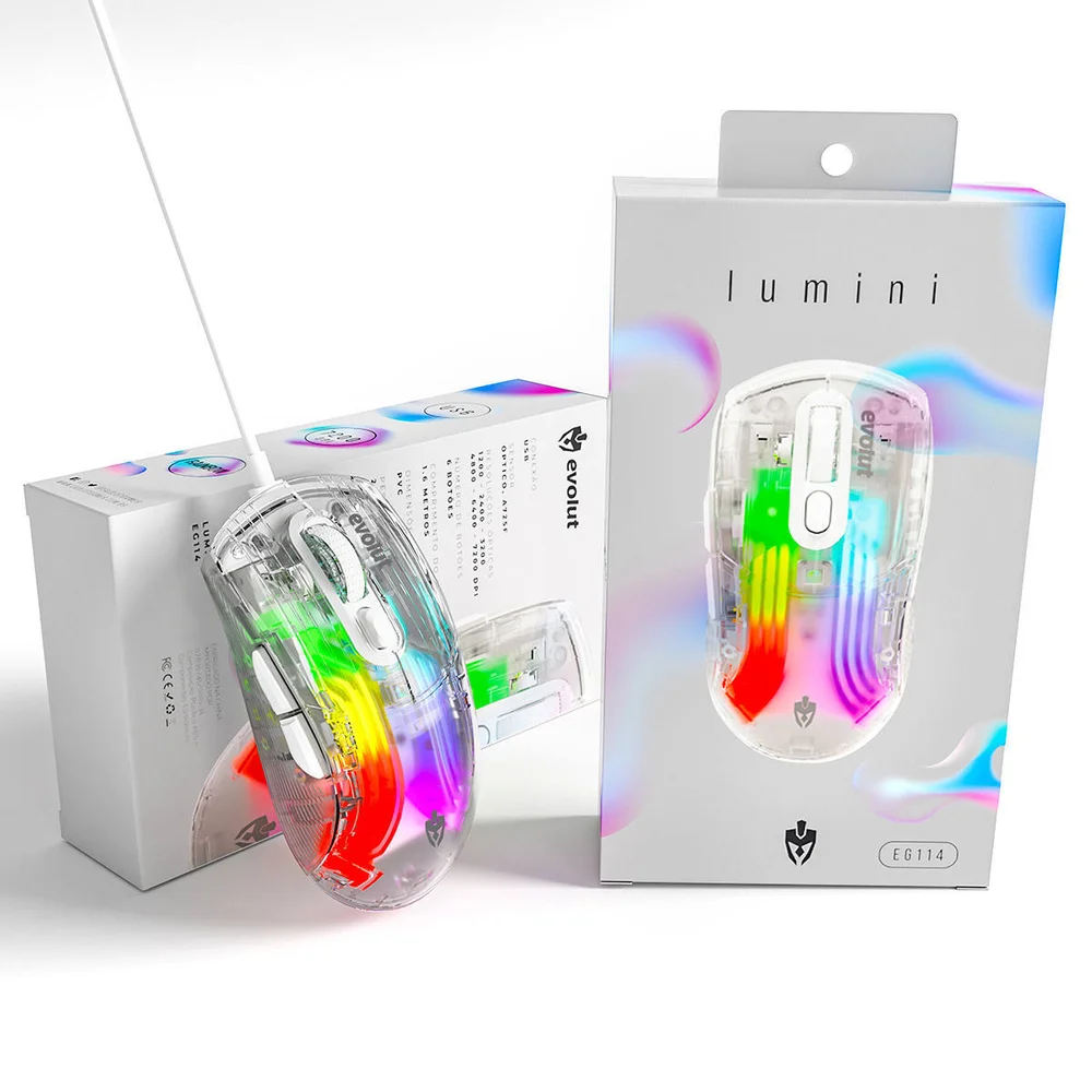 Mouse Gamer Evolut Lumini Transparente RGB Eg-114 Usb Mouse Gamer Evolut Lumini Transparente RGB Eg-114 Usb