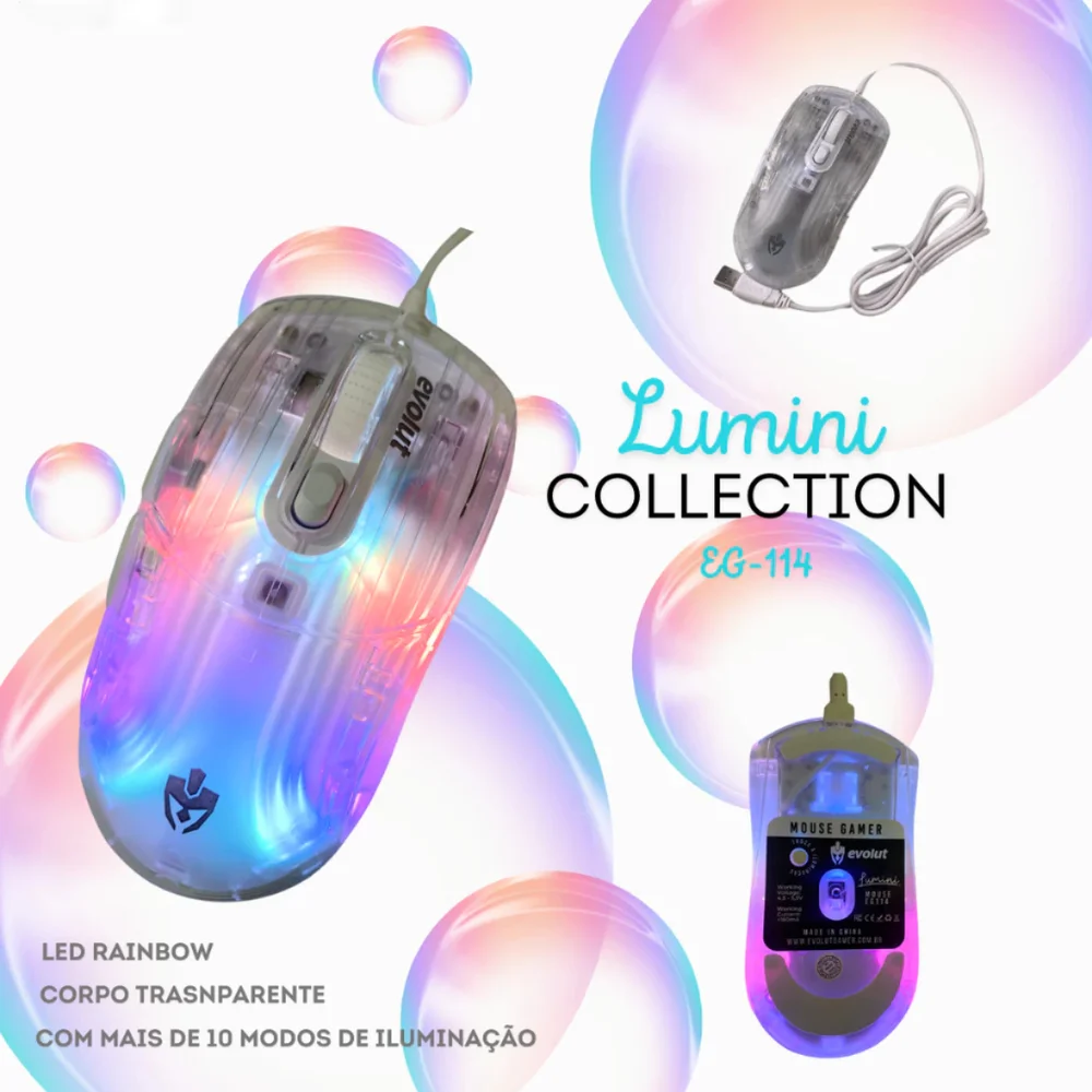 Mouse Gamer Evolut Lumini Transparente RGB Eg-114 Usb Mouse Gamer Evolut Lumini Transparente RGB Eg-114 Usb