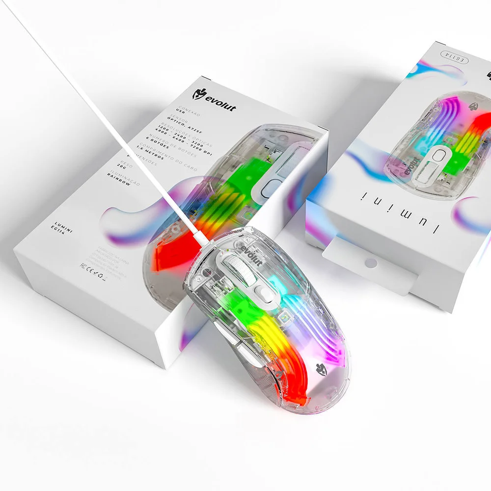Mouse Gamer Evolut Lumini Transparente RGB Eg-114 Usb Mouse Gamer Evolut Lumini Transparente RGB Eg-114 Usb