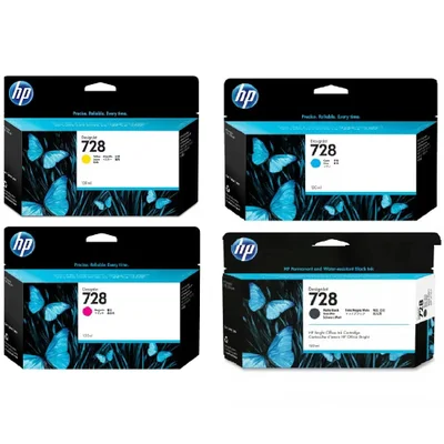 Cartucho De Tinta Hp 728 Kit 4 Cores Preto Fosco, Magenta, Ciano, Amarelo | Plotter Hp Designjet T830 T730