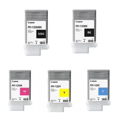 Cartucho De Tinta Canon Pfi-120 Kit 5 Cores Preto, Magenta, Ciano, Amarelo, Preto Fosco | Tm200 Tm300 Tm305