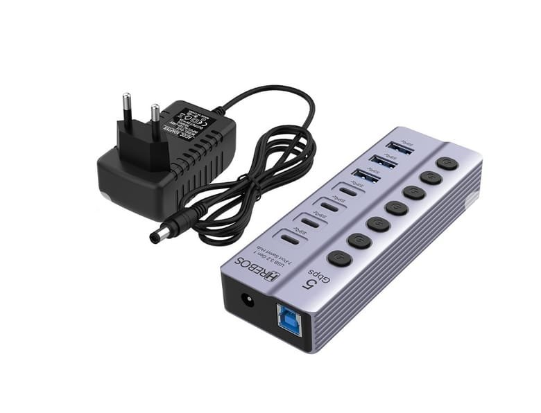 Hub 7 Portas (usb-a 3 E Usb-c 4)  Premium Hrebos Ad-227