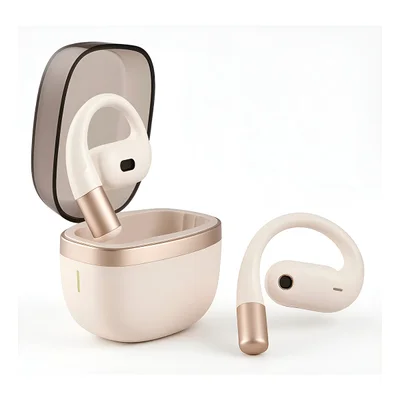Fone Aberto Condução Óssea Bege Auricular Bluetooth