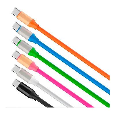 Cabo Carregador Usb C Colorido Silicone Telefone Carregamento Cor:preto
