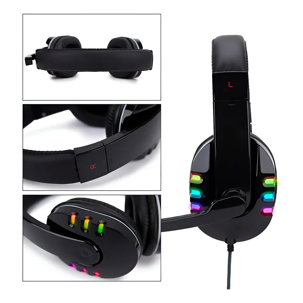 Imagem 4 de 5 do produto Fone Headset Gamer Com Fio Luz RGB Microfone Jogos
