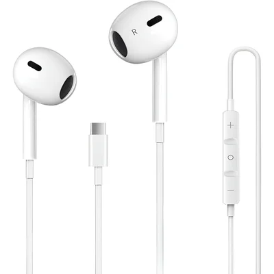 Fone Com Fio Usb-c Branco Microfone Cancelamento De Ruído