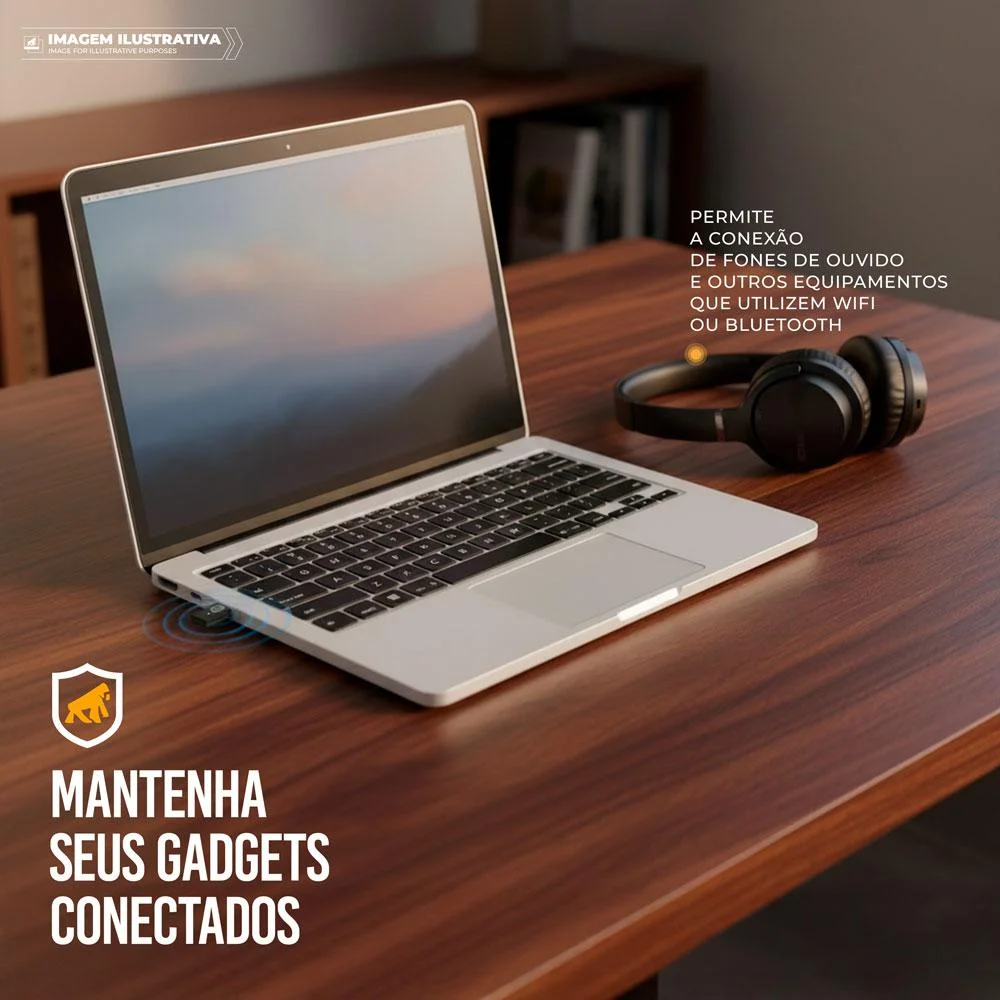 Imagem 4 de 4 do produto Adaptador Wi-fi E Bluetooth 5.0 - 600mbps, Dual Band 2.4g/5g, Usb-a Plug & Play - Nano Hybrid- Gshield