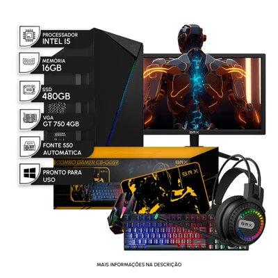 PC Gamer Completo Brx i5 16gb 480GB Vídeo 4gb 550w Kit Gamer